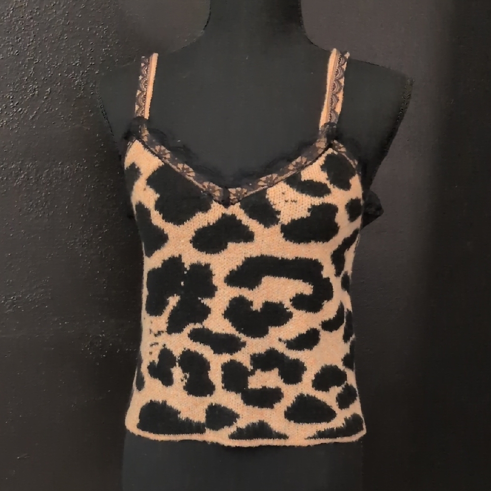 Nasty Gal Tan and Black Animal Print Cami